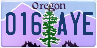 OR license plate 016AYE