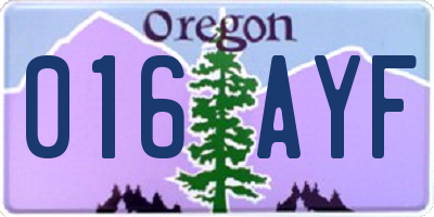 OR license plate 016AYF