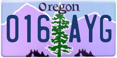 OR license plate 016AYG