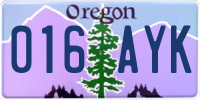 OR license plate 016AYK