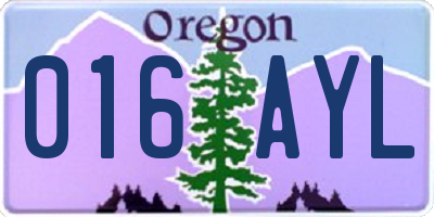 OR license plate 016AYL