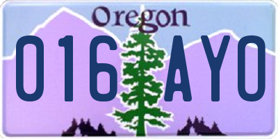 OR license plate 016AYO