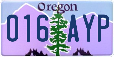 OR license plate 016AYP