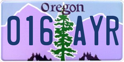 OR license plate 016AYR