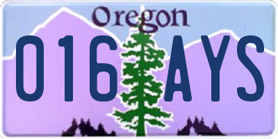 OR license plate 016AYS
