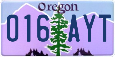 OR license plate 016AYT