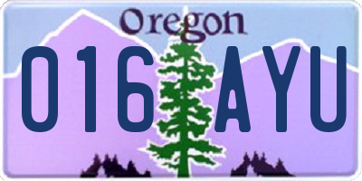 OR license plate 016AYU