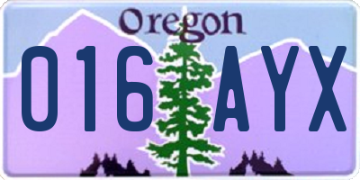 OR license plate 016AYX