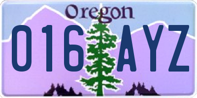 OR license plate 016AYZ