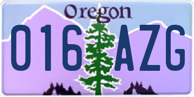 OR license plate 016AZG
