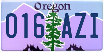 OR license plate 016AZI