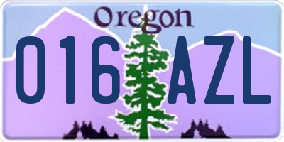 OR license plate 016AZL