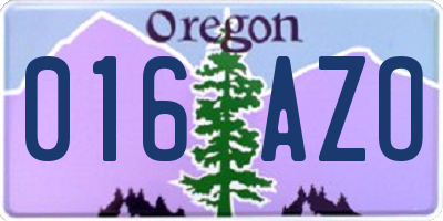 OR license plate 016AZO