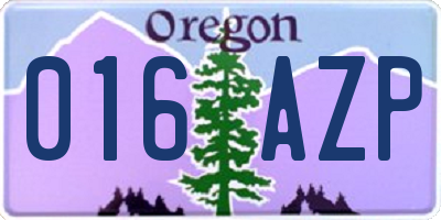 OR license plate 016AZP