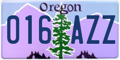 OR license plate 016AZZ