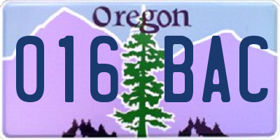 OR license plate 016BAC