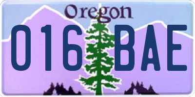 OR license plate 016BAE