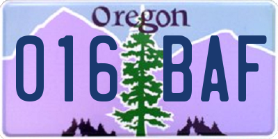 OR license plate 016BAF