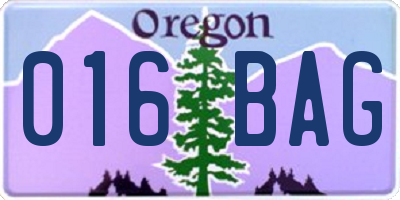 OR license plate 016BAG