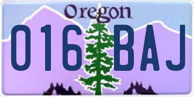 OR license plate 016BAJ