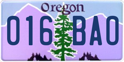 OR license plate 016BAO
