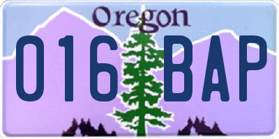 OR license plate 016BAP