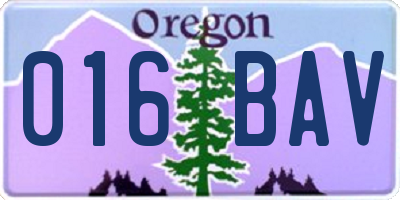 OR license plate 016BAV