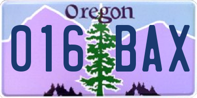 OR license plate 016BAX