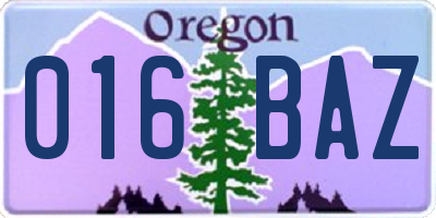OR license plate 016BAZ