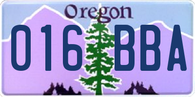 OR license plate 016BBA