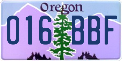 OR license plate 016BBF