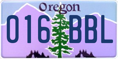 OR license plate 016BBL