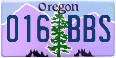 OR license plate 016BBS