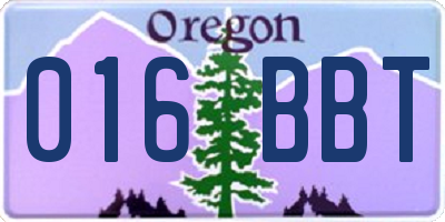 OR license plate 016BBT