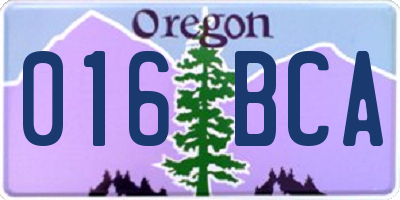 OR license plate 016BCA