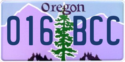 OR license plate 016BCC