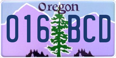 OR license plate 016BCD