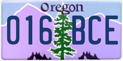 OR license plate 016BCE