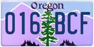 OR license plate 016BCF