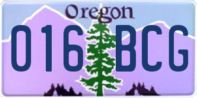 OR license plate 016BCG