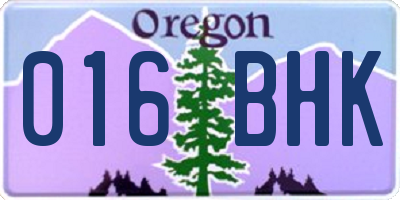 OR license plate 016BHK