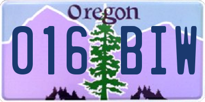 OR license plate 016BIW