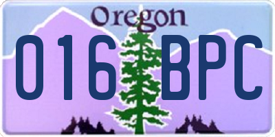 OR license plate 016BPC