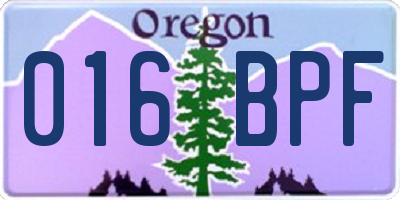 OR license plate 016BPF