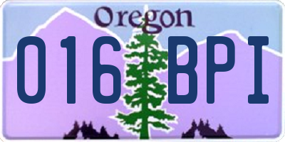 OR license plate 016BPI