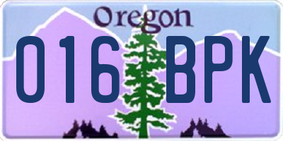 OR license plate 016BPK