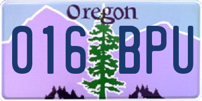 OR license plate 016BPU