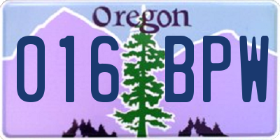 OR license plate 016BPW