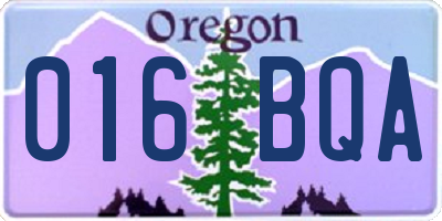 OR license plate 016BQA