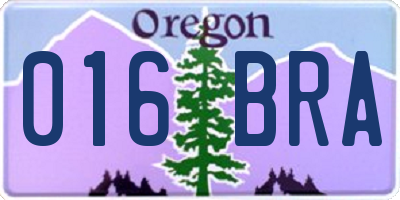 OR license plate 016BRA